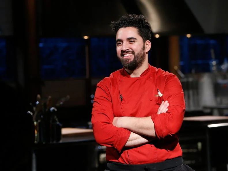 Chef Meny Vaknin reacts after winning and advancing to the grand finale, as seen on Food Network's Chopped, Season 28.