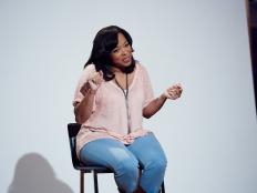 Finalist Tregaye Fraser during the Mentor Challenge, Food Authority, as seen on Food Network Star, Season 12.