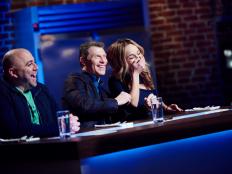 Guest Judge Duff Goldman with Hosts Giada de Laurentiis and Bobby Flay during the Mentor Challenge, Edible Art, as seen on Food Network Star, Season 12.