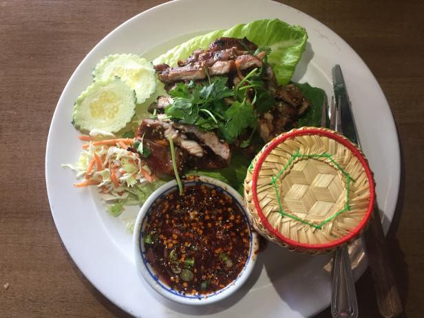 BBQ Pork with Sticky Rice at Teton Thai