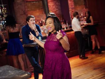 Finalist Tregaye Fraser filming a pilot at Clifton's Cafeteria, as seen on Food Network Star, Season 12.
