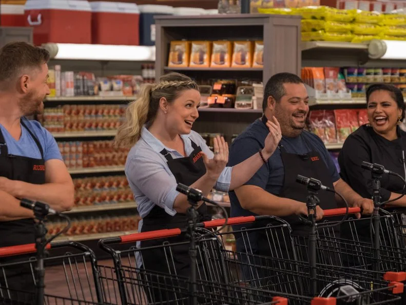Contestant Damaris Philips tells host Guy Fieri to 'bring it on", as seen on Food Network's Guy's Grocery Games, Season 10.