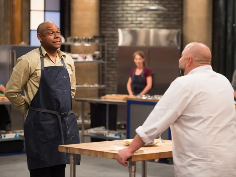 Competitor Carey Westbrook during sugar cookie dish tasting, as seen on Food Network’s Worst Bakers In America, Season 1.