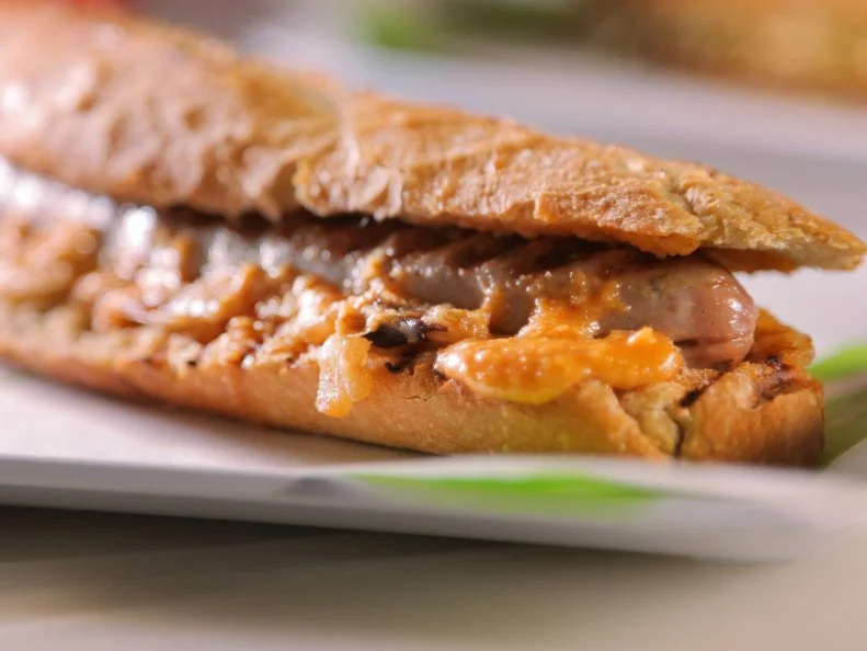Catalan Sasuage with Onions and Marta Sauce as served at Can Conesa in Barcelona, Spain as seen on Food Network's Diners, Drive-Ins and Dives episode 2601.