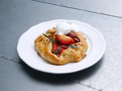 Pluot Galettes with Apple Mint and Calvados-Laced Whipped Cream