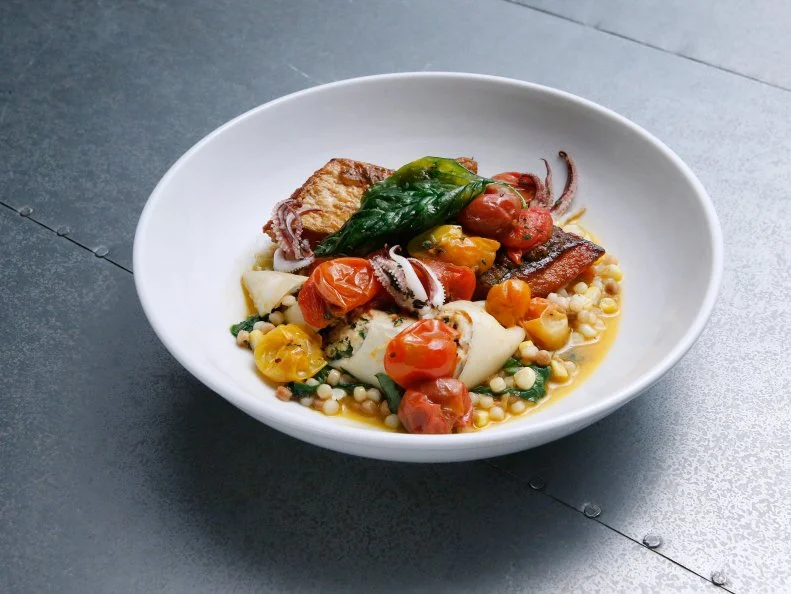 Red team finalist Daniel Mar's entree course dish displayed, as seen on Food Network's Worst Cooks in America, Season 10.