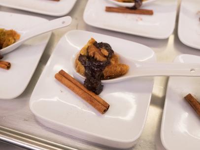 Contestant Trace Barnett's dish Bananas Foster Bread Pudding the Star Challenge Be Our Guest!, as seen on Food Network Star, Season 13.