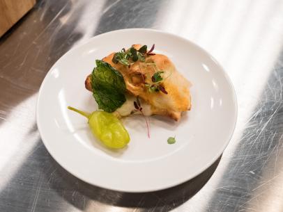 Contestant Matthew Grunwald's dish, Buffalo Chicken Pizza Pockets, for the Star Challenge ESPN Game Day, as seen on Food Network Star, Season 13.