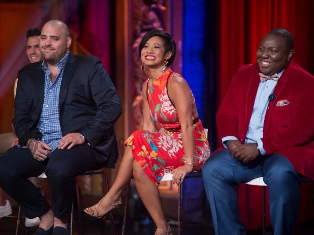 Finalists Christian Petroni, Jess Tom, and Manny Washington, as seen on Food Network Star, Season 14.