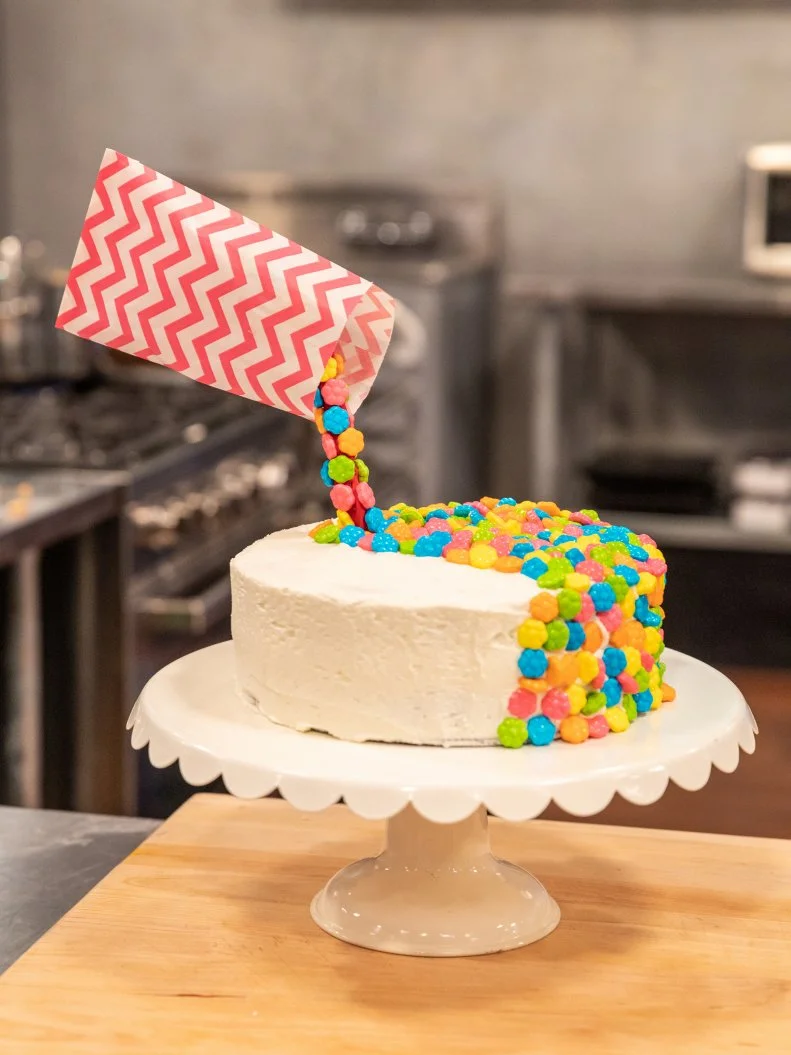 Contestant Natasha Jiwani's completed dish from the main bake,  Funfetti cake with fresh ginger pastry cream and american buttercream, as seen on Kids Baking Championship Season 5.