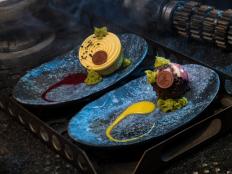 Guests will discover innovative and creative eats from around the galaxy at Star Wars: Galaxy's Edge at Disneyland Park in Anaheim, California and at Disney's Hollywood Studios in Lake Buena Vista, Florida. From left to right: Oi-oi Puff (raspberry cr me puff with passionfruit mousse) and Batuu-bon (raspberry cream puff with passion fruit mousse) can be found at Docking Bay 7 Food and Cargo. (David Roark/Disney Parks)