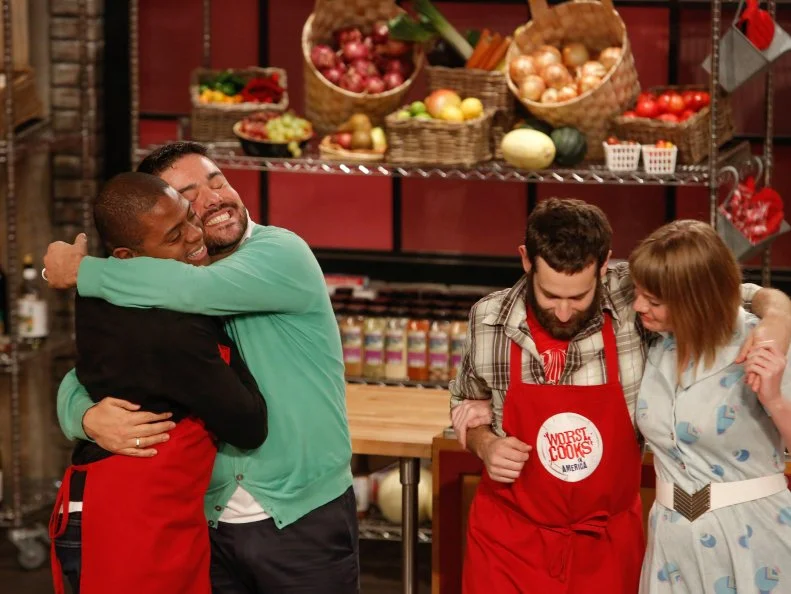 The Red Team recruits Jamie Thomas and Mike Glazer embrace their loved ones, when the chefs bring in family members whom the recruits have not seen since the beginning of the competition. The recruits find out their loved ones will be judging their home-cooked meals in blind taste-tests, and potentially ruling against them in the Feed the Family Challenge, as seen on Food Network's Worst Cooks in America, Season 5.