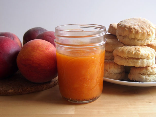 Peach Jam with Sriracha and Biscuits