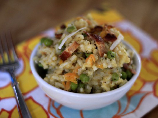 Baked Risotto with Bacon & Peas