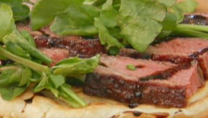 Pizza With Ny Strip Blue Cheese And Balsamic Glaze Recipe Bobby Flay Food Network