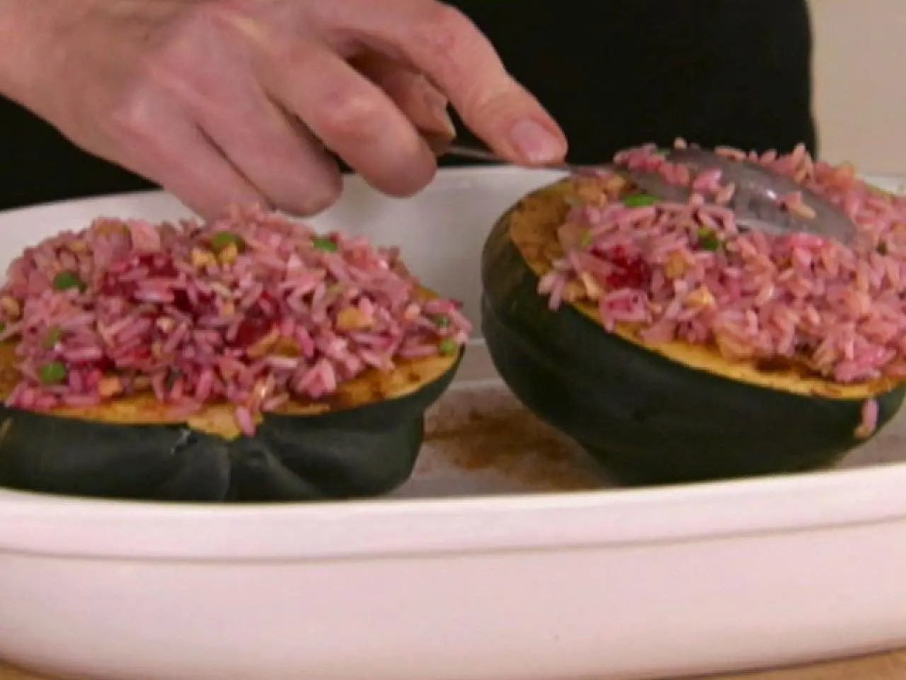 Acorn Squash with Raspberry Stuffing Recipe | Sandra Lee | Food