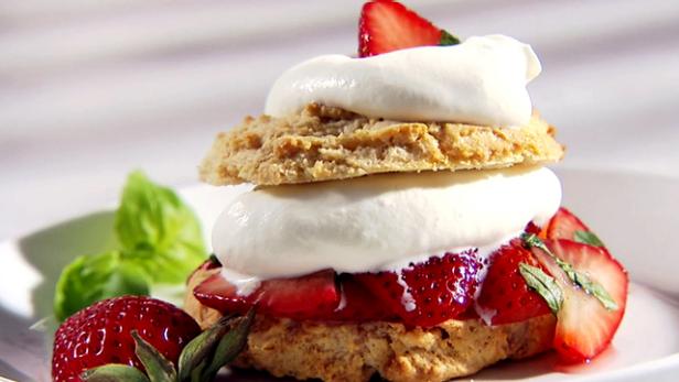 White Chocolate Chip Shortcake with Basil Strawberries image