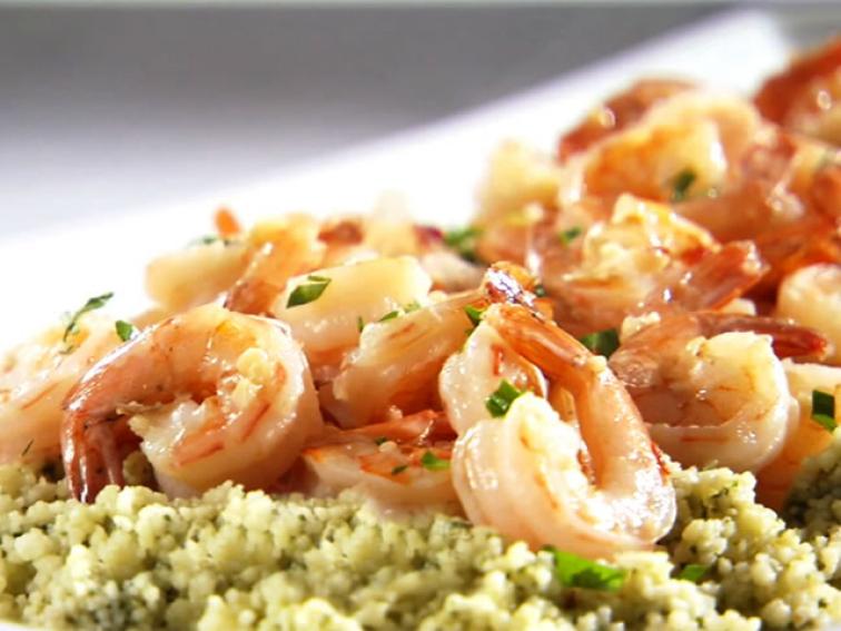 Shrimp Scampi with Pesto Couscous Recipe Sandra Lee Food Network