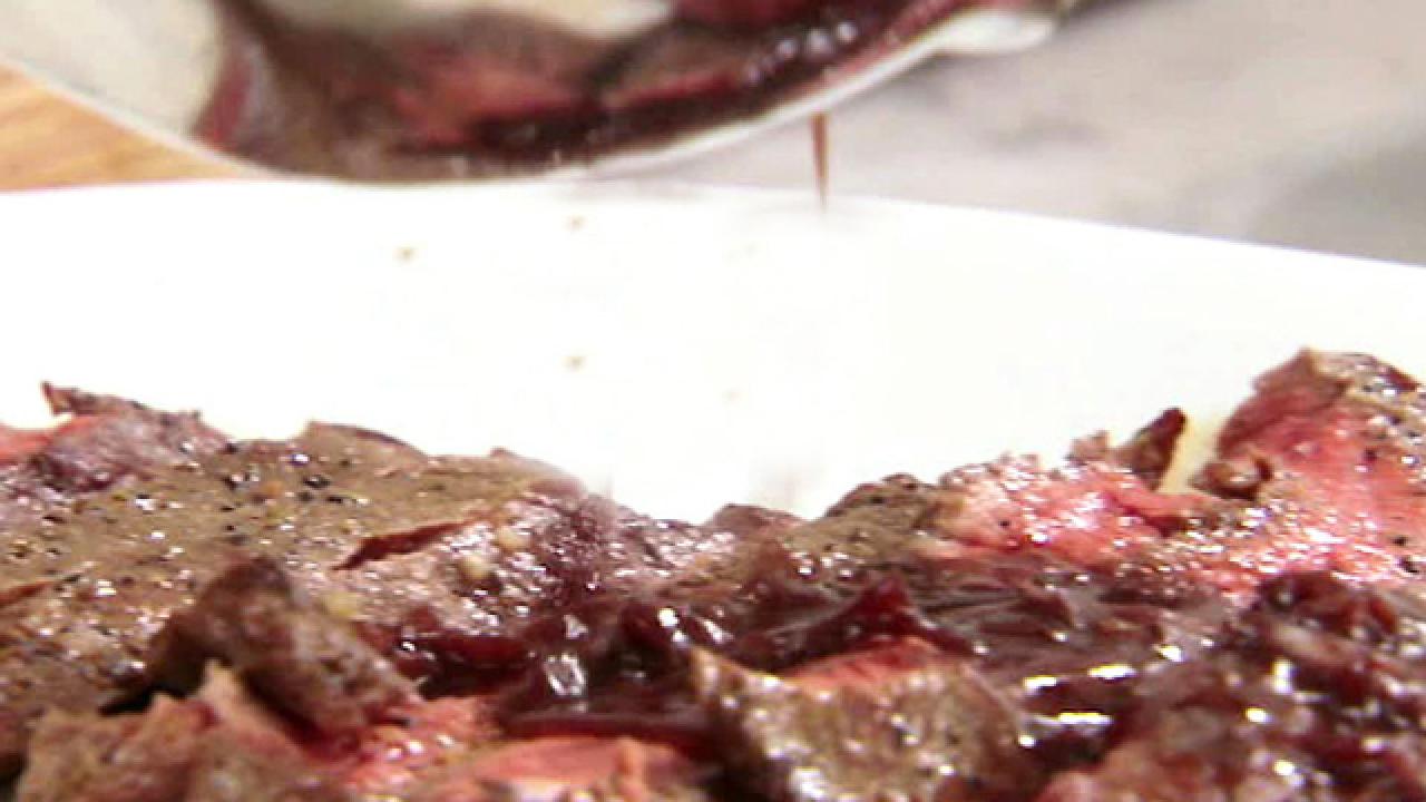 Flat Iron Steak in Wine Sauce