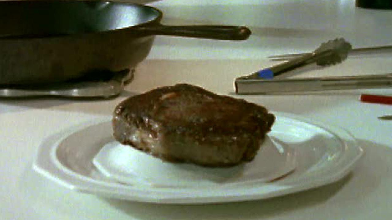 Alton Brown Makes Pan Seared Rib Eye Steak Food Network 