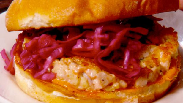Salmon Burgers with Curry Mayo and Asian Slaw image