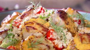 Bobby Flay Makes Grilled Sea Scallops and Cracked Wheat Salad