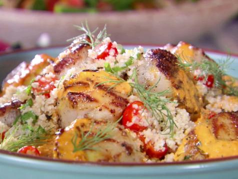 Bobby Flay Makes Grilled Sea Scallops and Cracked Wheat Salad