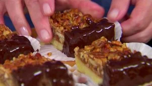 Chocolate-Dipped Pecan Squares