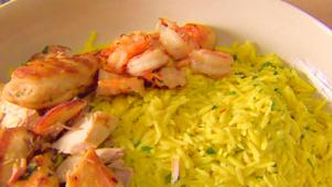 Grilled Feast on Saffron Orzo
