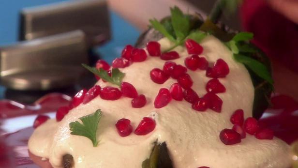 Stuffed Poblano Chiles in a Creamy Walnut Sauce_image