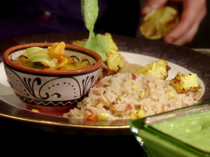 Al Pastor Tacos with Roasted Tomatillo Avocado Salsa Recipe Guy Fieri