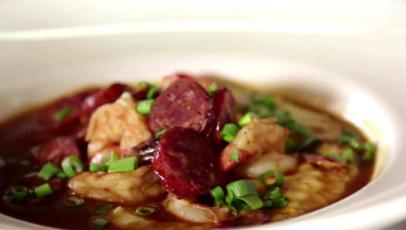 Spicy Shrimp and Grits with Andouille Sausage Redeye Gravy