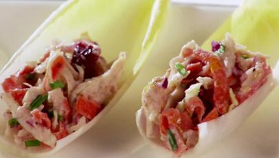Chicken and Crunchy Slaw in Endive Leaves