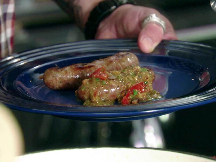 Grilled Beer Brats with Peppers and Onions Recipe Guy Fieri Food Network