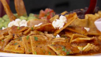 Chilaquiles Rojos (Traditional Mexican Breakfast Dish)