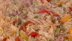 Orzo with Sausage and Peppers