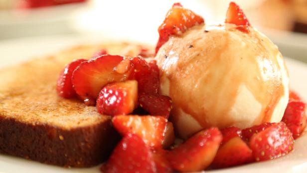 Butter-Toasted Vanilla Pound Cake with Macerated Strawberries
