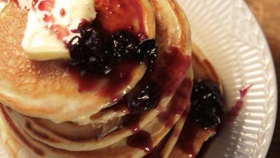 Buttermilk Pancakes with Blueberry Syrup-image