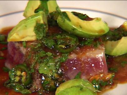 Pan Seared Tuna With Avocado Soy Ginger And Lime Recipe Tyler Florence Food Network