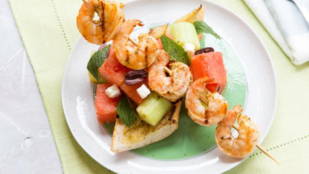 Grilled Shrimp, Watermelon and Feta Salad image
