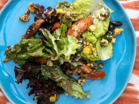 Roasted Carrots and Red Leaf Lettuce Salad with Buttermilk Herb Dressing