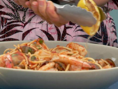 Grilled Seafood with Linguine