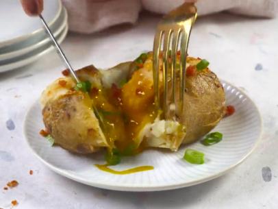 Carbonara Stuffed Potatoes with Crispy Pancetta Recipe | Food Network ...