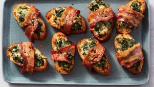 Bacon-Wrapped Spinach Crostini