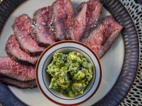 New Mexico Chile-Rubbed Tri-Tip with Charred Green Onion and Avocado Salsa