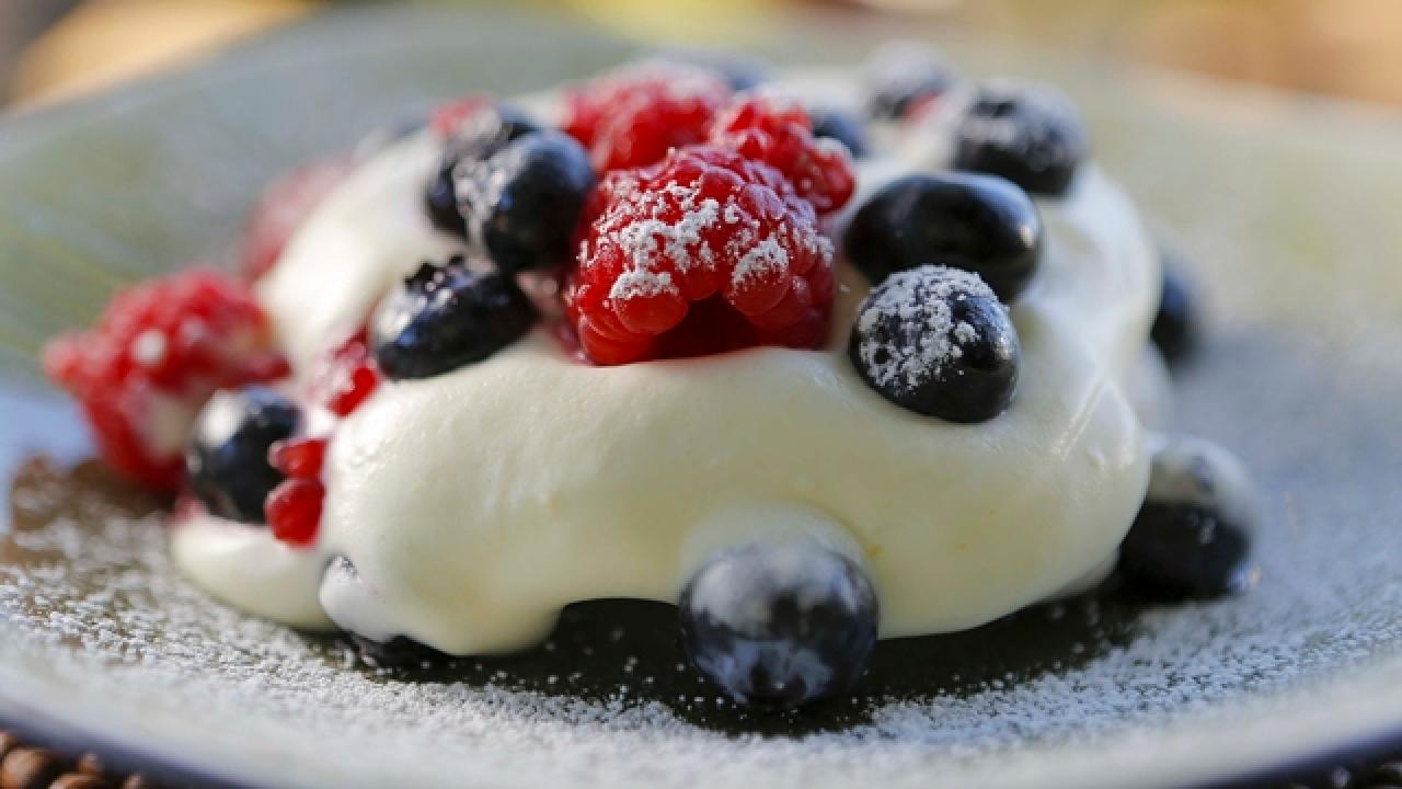 Pavlova with Berries and Lemon Curd Whipped Cream