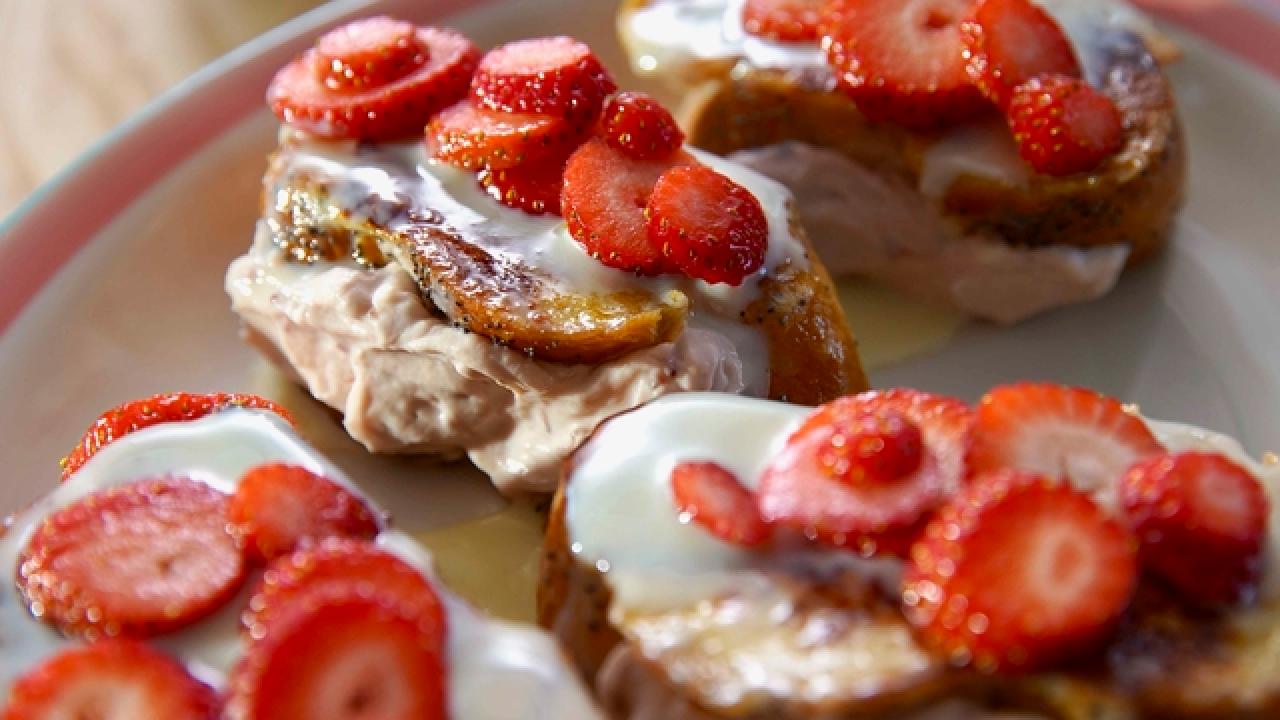 Strawberries and Cream Stuffed French Toast
