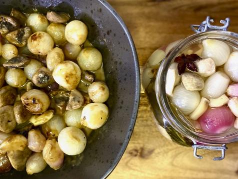 Mushrooms and Pearl Onions