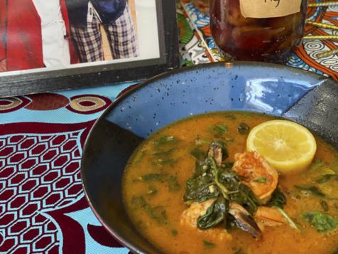 Bourbon Shrimp with Spinach