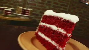 Ted on Red Velvet Cake